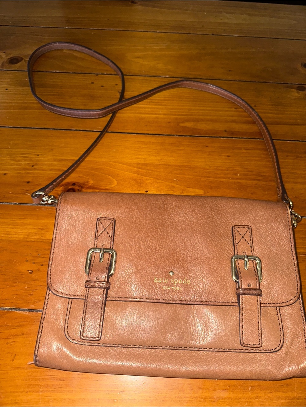kate spade Brown Leather Buckle Crossbody Bag